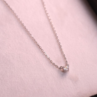 Gargantilha Ponto de Luz Com Moissanite Em Prata