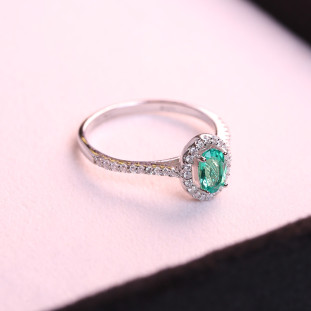 Anel Gota Com Moissanite Semelhante a Esmeralda Em Prata