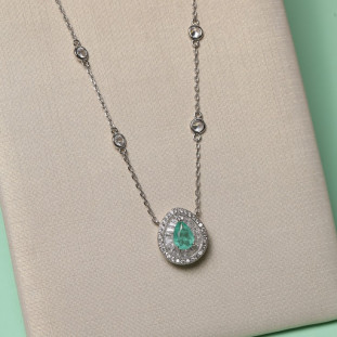 Gargantilha Gota com Zircônia Colombiana em Prata