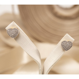 Brinco Chuveiro Coração com Diamantes em Ouro Amarelo