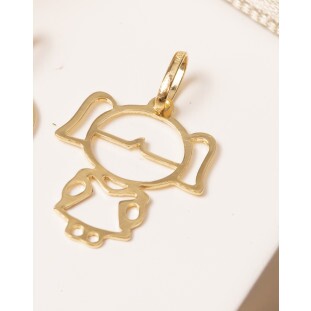 Pingente Menina Vazado em Ouro Amarelo