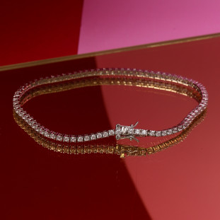 Pulseira Riviera Cravejada Com Zircônias Em Prata