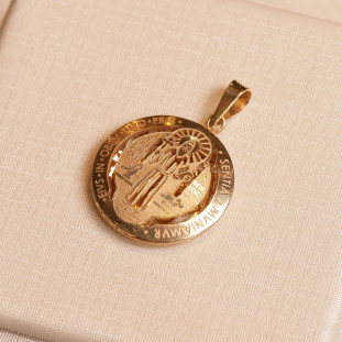 Pingente São Bento Vazado Em Ouro Amarelo 