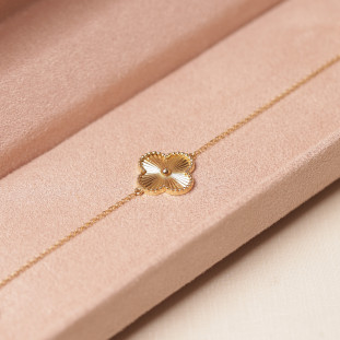 Pulseira Trevo Diamantado Em Ouro Amarelo 