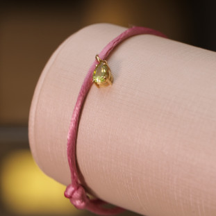 Pulseira Com Pingente Gota Com Peridoto Em Ouro Amarelo 