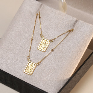 Escapulario Frente e Verso Com Veneziana Com Bolinhas Em Ouro 