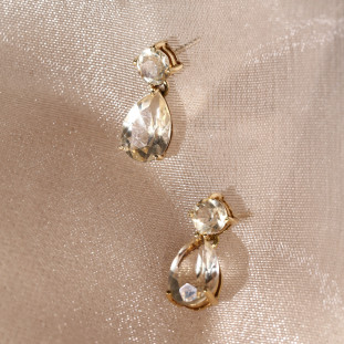 Brinco Citrino Gota Em Ouro Amarelo