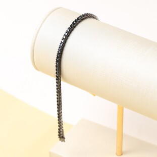 Pulseira Riviera Com Zircônias Negras Em Prata Negra