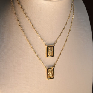 Escapulario Dupla Face Corrente Elos Em Ouro Amarelo