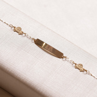 Pulseira Chapinha Com Carrinhos Em Ouro Amarelo 