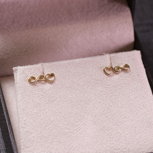 Brinco Trio Corações Vazados Em Ouro Amarelo 