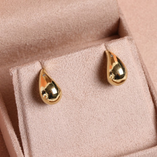 Brinco Gota Oco Com Diamantes Em Ouro Amarelo 