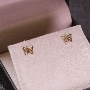 Brinco Borboleta Pequena Em Ouro Amarelo 
