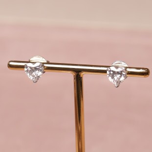 Brinco Coração Com Moissanites Em Prata