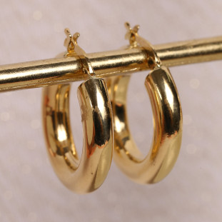 Argola Redonda Larga Em Ouro Amarelo 