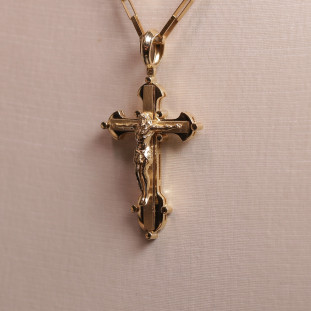 Pingente Cruz Com Cristo Dupla Face Em Ouro Amarelo 