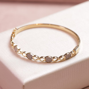 Bracelete Infinitos Cravejado Com Zircônias Em Ouro Amarelo 