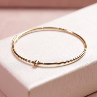 Bracelete Fio Redondo Com Diamante Em Ouro Amarelo 