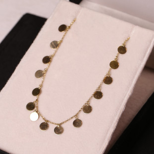 Gargantilha Circulos Pendurados Em Ouro Amarelo 