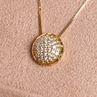 Pingente Chuveiro Cravejado Com Zircônias Em Ouro Amarelo