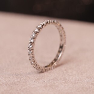 Aliança Inteira Cravejada Com Zircônias Em Prata