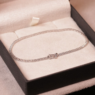 Pulseira Riviera Cravejado Com Zircônias Em Ouro Branco 