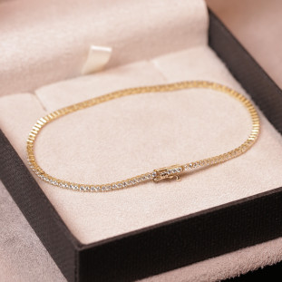 Pulseira Riviera Cravejado Com Zircônias Em Ouro Amarelo  