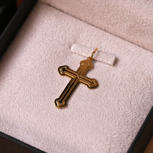 Pingente Cruz  Laser Em Ouro Amarelo 