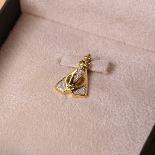Pingente Nsa Senhora Aparecida Diamantada Em Ouro Amarelo 