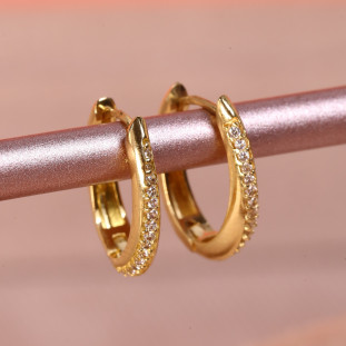 Argola Gota Pavê Com Zircônias Em Ouro Amarelo 