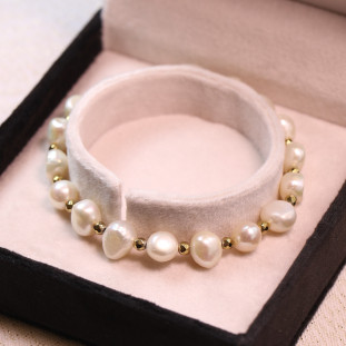 Pulseira De Pérolas Biwas Com Hematitas 