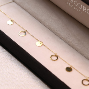 Pulseira Circulos Fechados e Vazados  Ouro Amarelo 