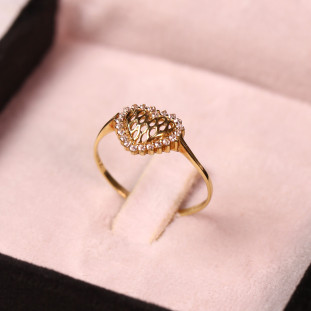 Anel Coração Vazado Cravejado Com Zircônias Em Ouro Amarelo 