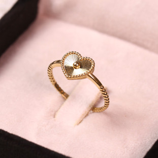 Anel Corações Aro Bolinhas Em Ouro Amarelo