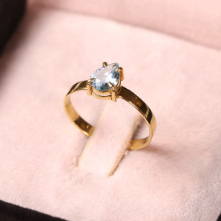 Anel Gota Com Topázio Em Ouro Amarelo 