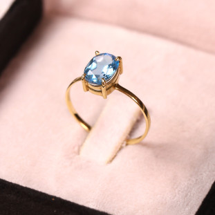 Anel  Com Topázios Ovais Em Ouro Amarelo 