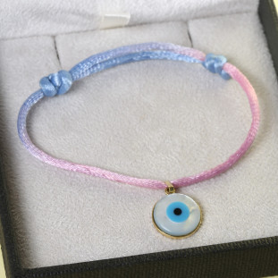 Pulseira Fio De Seda Com Pingente Olho Grego Em Ouro Amarelo