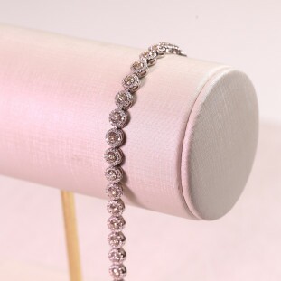 Pulseira Riviera Redonda Cravejada Com Moissanites Amarelas Em Prata 