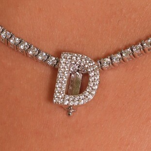 Pingente  Letra D Cravejado Zircônias Em Prata 