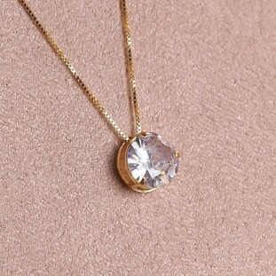 Pingente Ponto de Luz Com Zircônias Em Ouro Amarelo