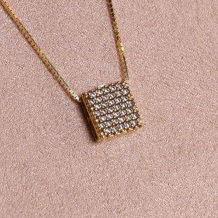 Pingente Chuveiro Cravejado Com Zircônias Em Ouro Amarelo