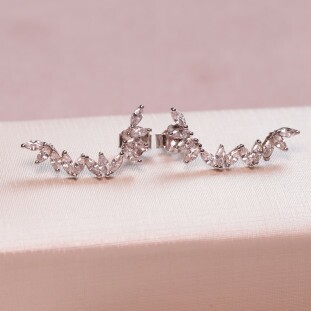 Brinco Earcuff Cravejado Com Navetes Em Prata 