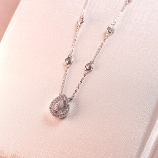 Gargantilha Gota Pizza Cravejada Com Zircônias Em Prata 