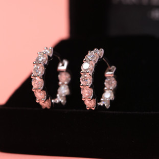 Argola Cravejada Com Moissanites Em Prata 