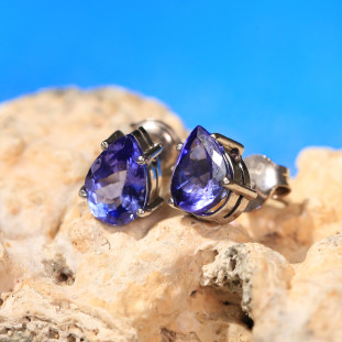 Brinco Tanzanita Gota Em Ouro Branco 