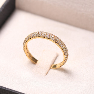 Anel Aparador Cravejado Com Diamantes Em Ouro Amarelo