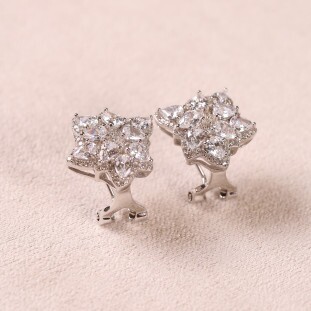 Brinco Flor Cravejado Com Zircônias Em Prata 