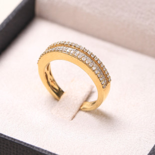 Anel Aparador Cravejado Com Diamantes Em Ouro Amarelo 