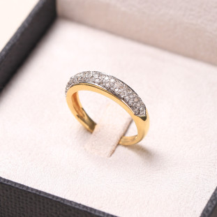 Anel Aparador Cravejado Com Diamantes Em Ouro Amarelo 