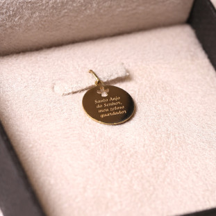 Pingente Anjo Da Guarda Com Oração Em Ouro Amarelo 